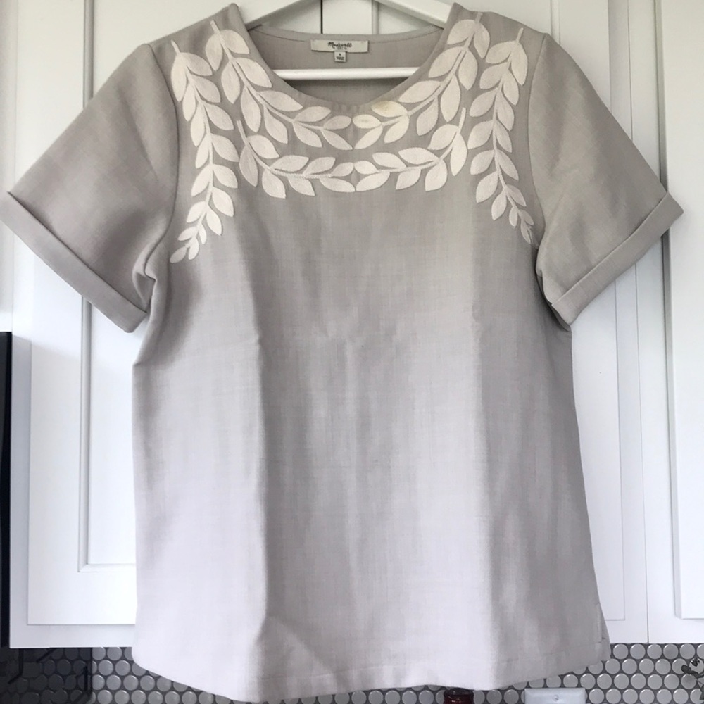 Gray embroidered top from Madewell